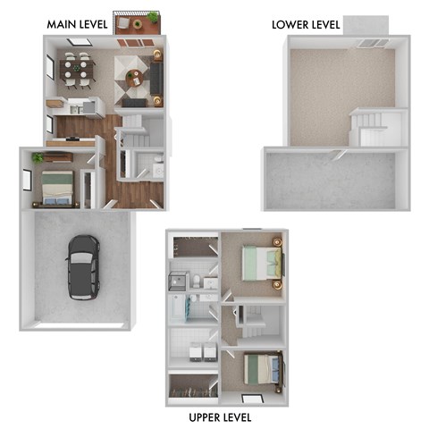 Floor plan for 3 beds, 2.5 baths, 2050 sqft